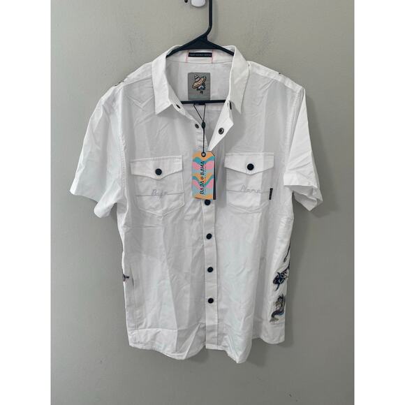 New Baja Llama, Dissident Split Personalities Snap Western Shirt Size XXL - Picture 2 of 5